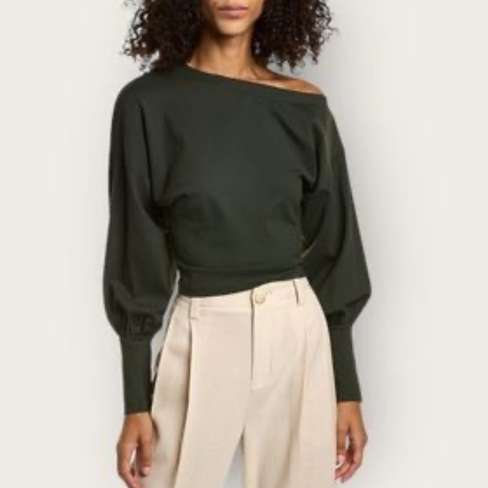 NWT Susana Monaco | One Off Shoulder Top | Green | Extra Small
